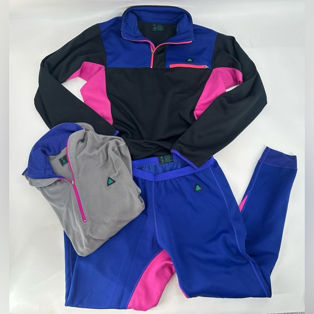 Nike ACG Y2K 3pc Fleece Set Colorblock Pullover Pants Top Size Large